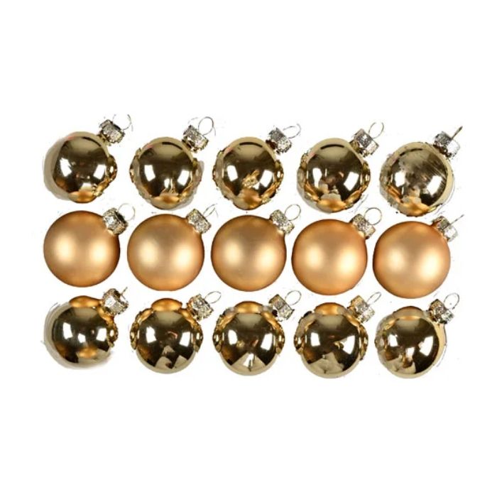 Weihnachtskugeln in mattem und glänzendem Gold 15x Die Alte Apotheke 