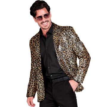 Gold Leoparden-Paillettenjacke für Partys