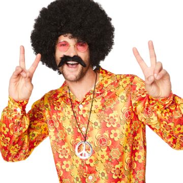 Gelbes Hippie-Hemd mit Blumen für Männer