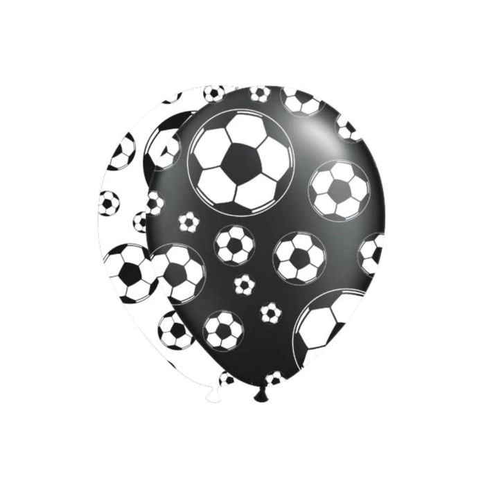 Ballons mit Fußballmotiven schwarz und weiß 8x - 30 cm