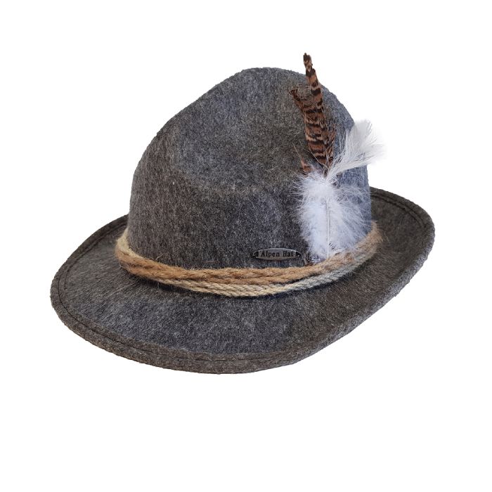 Tirolerhut zur Oktoberfest graue Alpen unisex Einheitsgröße