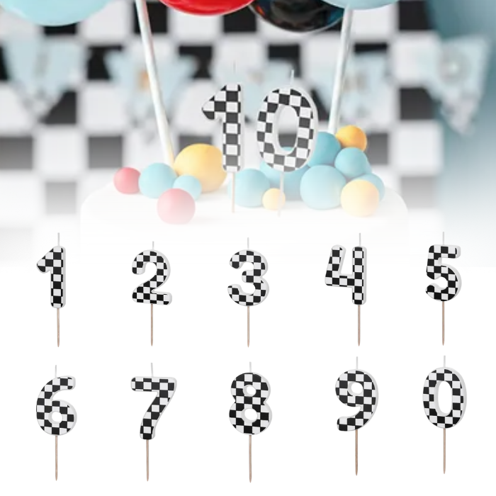 Kuchenkerzen mit Rennmotiv 0-9 - 5,5 cm