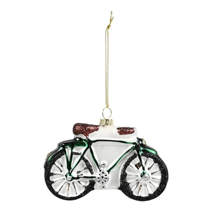 Glitzer Fahrrad mit goldener Schnur zum Anhänger Det Gamle Apotek